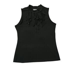 Double Take PXL Black Sleeveless Ruffle front shirt